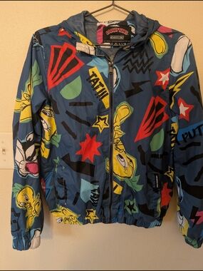 Members Only Kids Looney Tunes Multicolor Graphic Raincoat Size 18